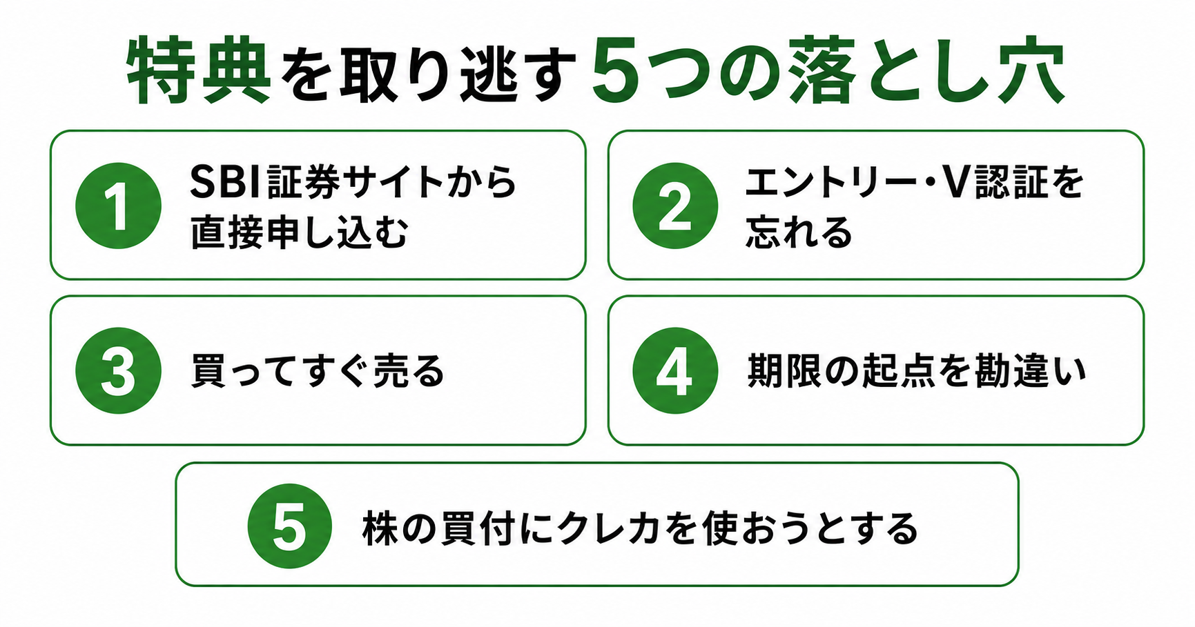 特典を取り逃す5つの落とし穴