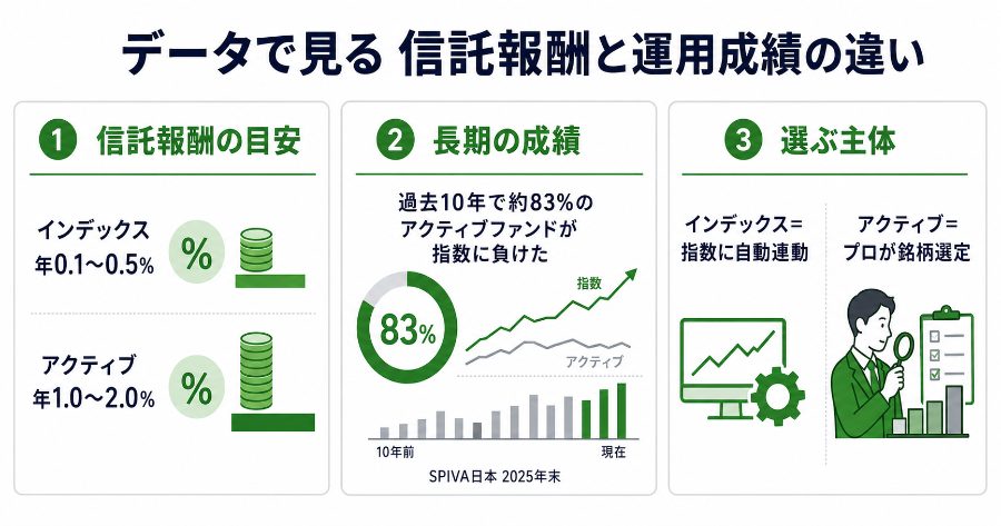 信託報酬と運用成績の違い インフォグラフィック