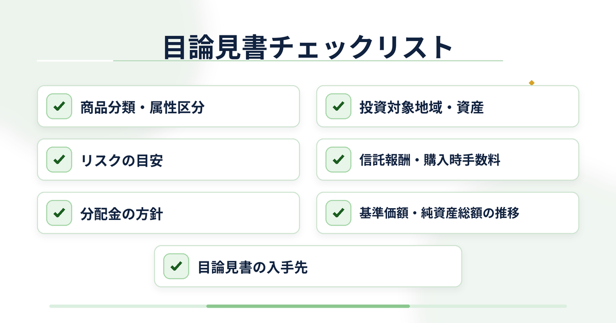 目論見書チェックリストのインフォグラフィック